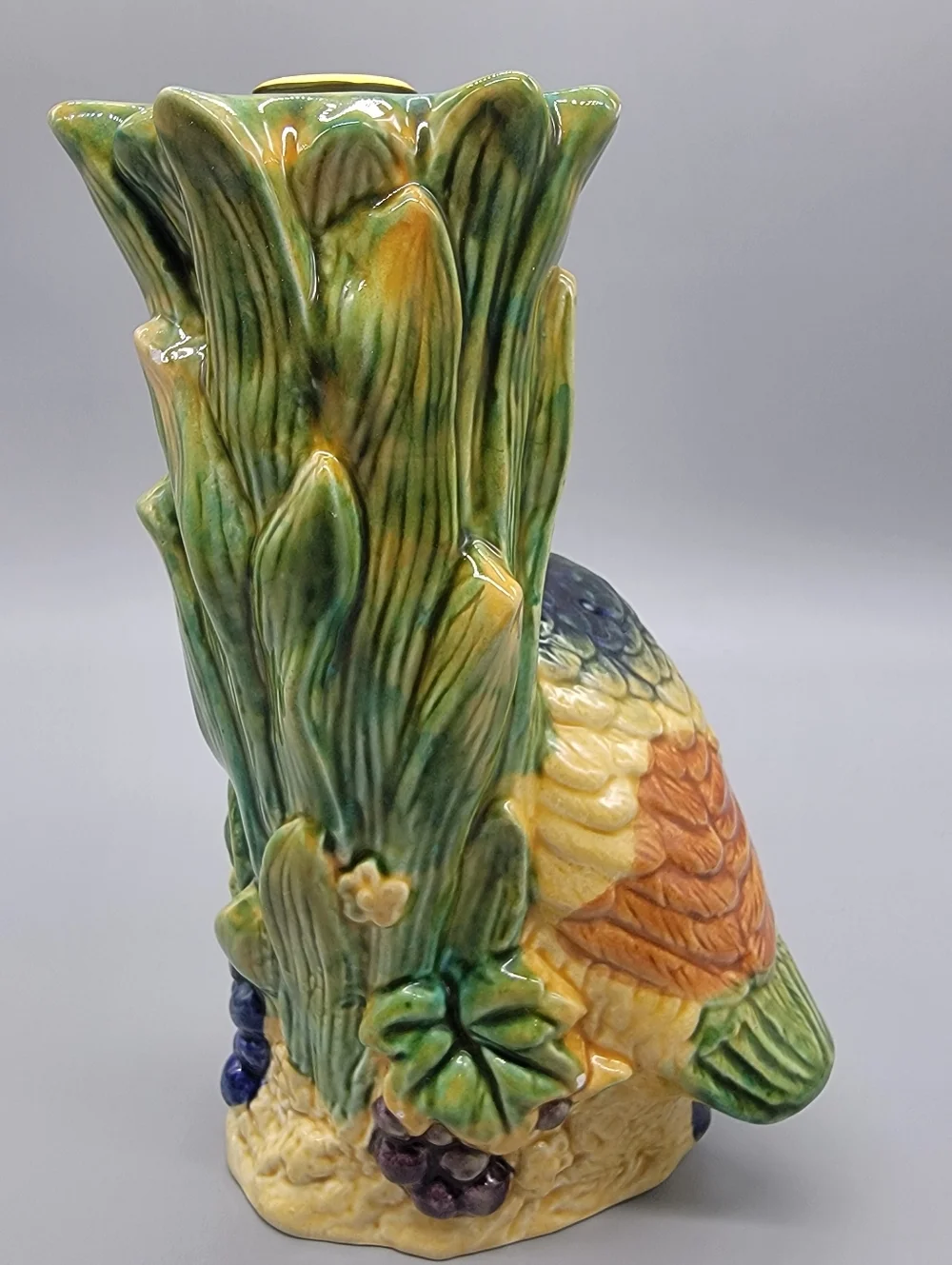 Vintage Majolica Style Mallard Formalities Baum Bros Candlestick Holder